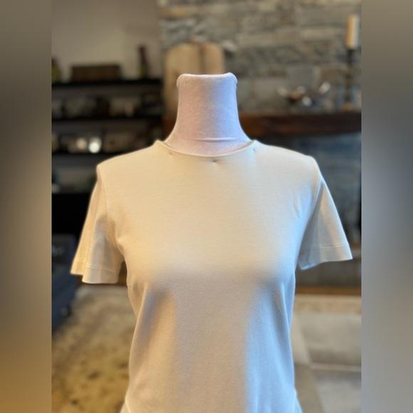 Brunello Cucinelli Short Sleeve Peplum Top Off White Medium Hanger 34 Italy 6 - Picture 6 of 14